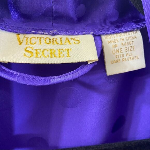 Vintage Victoria’s Secret Gold Label Purple Polkadot Night Robe - Picture 3 of 3